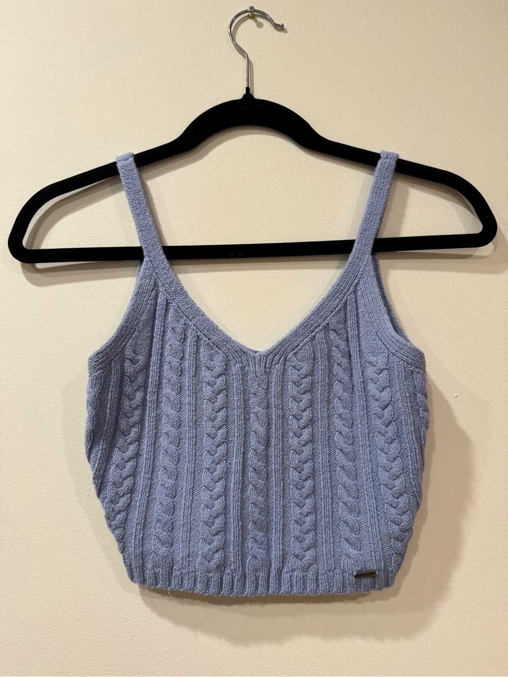 Hollister Pale Blue Cable Knit V-Neck Crop Camisole